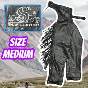 SHAF Leather Motorcycle Chaps Size Medium